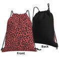 thumbnail image 4 of Leisure Draw String Mouth Backpack 16 X 14 Woven Band Durable Not Easy To Fall Off In Travel Portable Draw String Design Leopard Print Pattern Red And Black_1, 4 of 8
