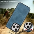 thumbnail image 3 of Allytechgroup iPhone 15 Pro Case, [Compatible with Magsafe] Slim Fit Shell Shockproof Anti-Scratch Lightweight Bumper Retro PU Leather TPU Phone Case for Apple iPhone 15 Pro, Blue, 3 of 6