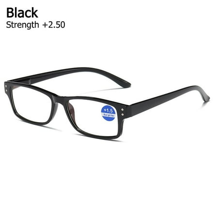 Men Transparent Far Sight Eyewear Ultralight Reading Glasses Presbyopia Eyeglasses Anti-UV Blue Rays Glasses Computer Goggles BLACK STRENGTH +2.50