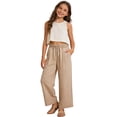 thumbnail image 3 of MuXiKeJi Clothes Girls Wide Leg Linen Pants Casual Summer Beach Palazzo Pants Flowy Boho High Waisted Lounge Trousers with Pockets 12-13 Years, 3 of 7