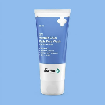The Derma co 2% Vitamin C Gel Daily Face Wash with Vitamin C, Rosehip & Orange Peel Extract for Glowing Skin - 80ml