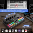 thumbnail image 4 of Paquete de equipo de podcast para 2 personas, interfaz de audio con micrófono de condensador, cambio de voz, RGB, mezclador de DJ para streaming, grabación de podcasts COMMANDER M100 3rd, 4 of 8