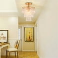 thumbnail image 2 of FRIXCHUR Mini Crystal Chandelier Flush Mount Chandelier Crystal Ceiling Light 3 Tiers Raindrops Crystal Pendant Lighting for Bedroom Hallway Living Room,E26 Base,Gold, 2 of 12