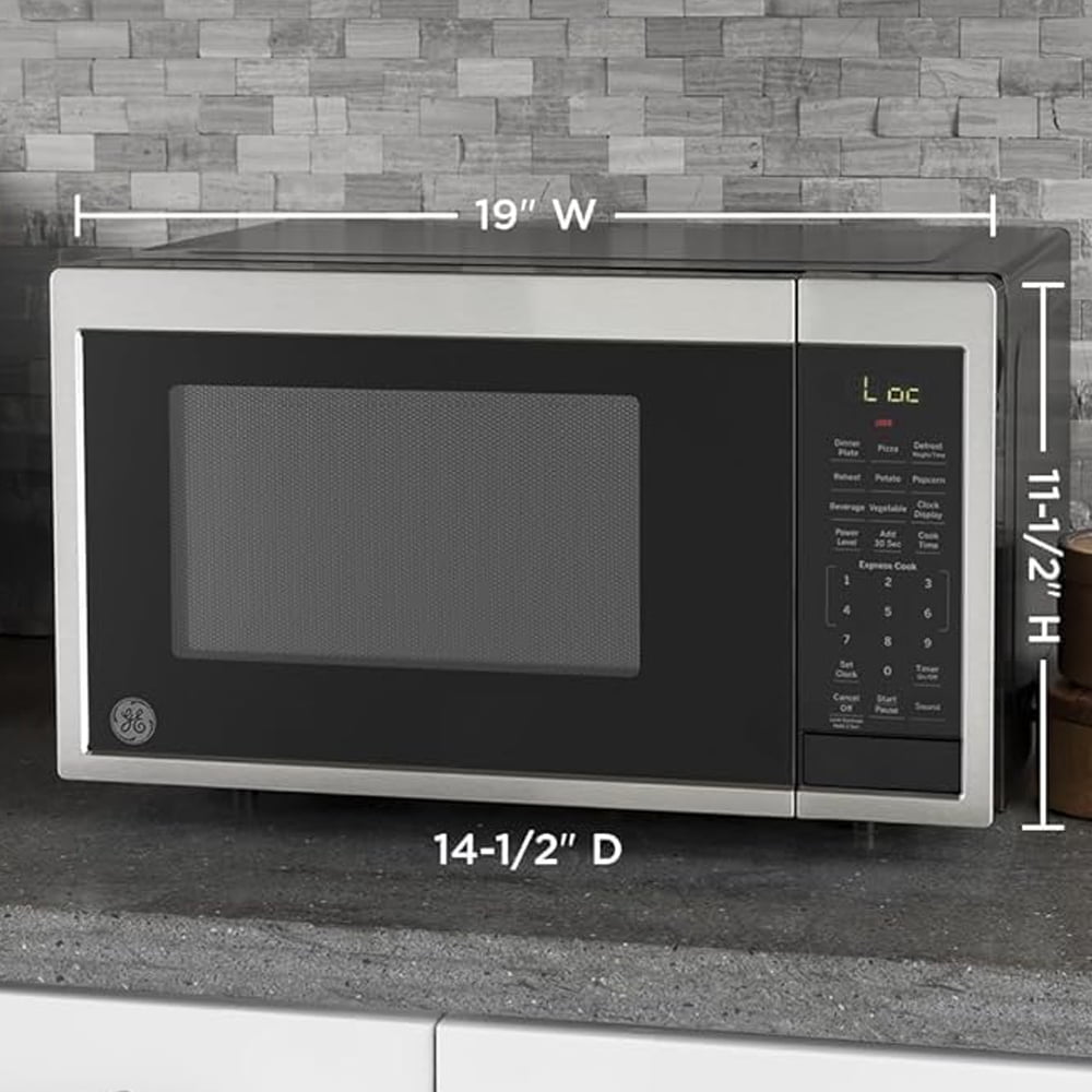 GE GCST09N1WSS Countertop Microwave Oven 900-watt 0.9 Cu. Ft Stainless Steel Bundle with 2 YR CPS Enhanced Protection Pack