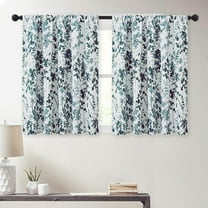 Half Window Curtains for Kitchen - Country Curtains Watercolor Painting Thermal Insulated Room Darkening Draperies for Bedroom Dining Bathroom, 2 Panels, W 52 x L 36, Green