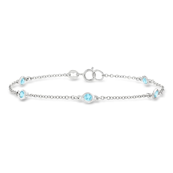 Ross-Simons 0.80 ct. t.w. Bezel-Set Swiss Blue Topaz Station Bracelet in Sterling Silver, Women's, Adult