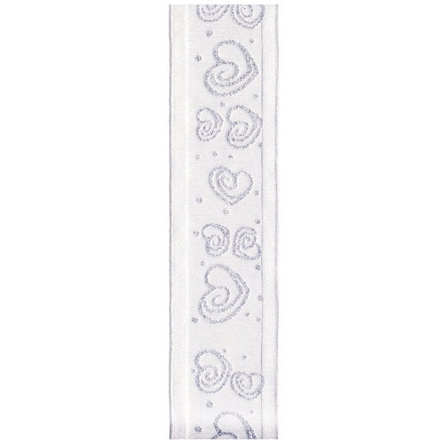 Offray Ribbon, White 1 1/2 inch Wired Edge Sheer Sheer Ribbon, 9 feet