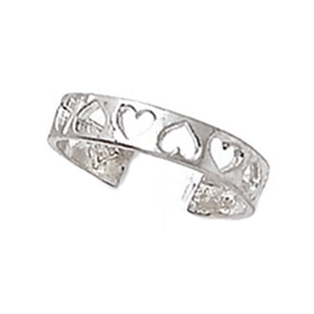 Finejewelers Sterling Silver Rhodium Finish Toe Ring Cutout Hearts