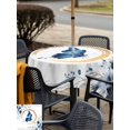 thumbnail image 5 of Outdoor Tablecloth with Umbrella Hole for Patio/Picnic/Party/Camping, Blue Butterflies Flowers Waterproof Table Cloth Square Cover Washable, Spring Watercolor Botanical Floral (60"x 60"), 5 of 9