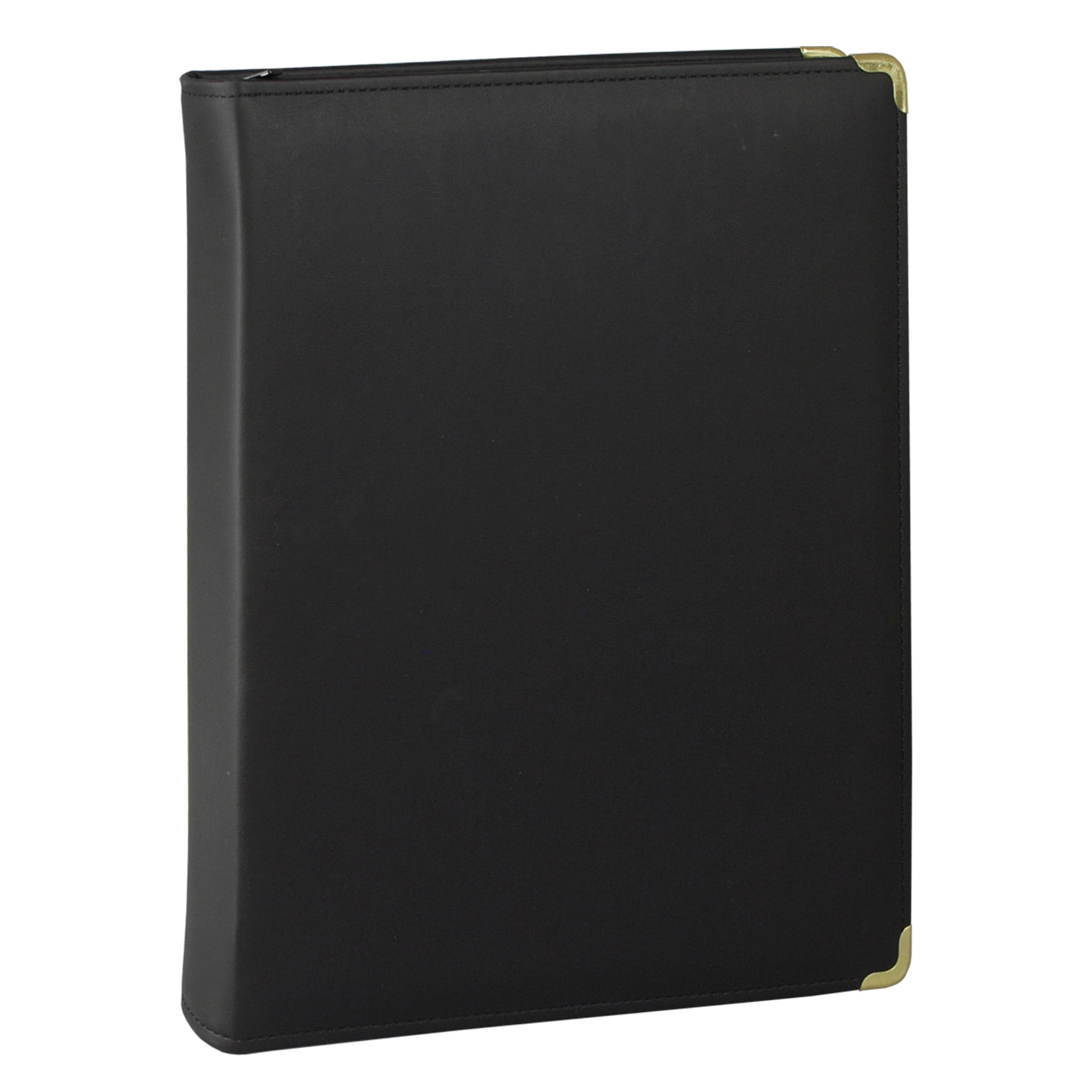 Samsill Classic Collection Executive Presentation 3 Ring Binder, Zipper Closure, 1.5 Inch Brass Round Ring, Black