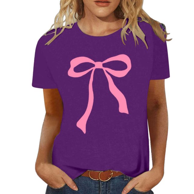 YDLCAFD Custom T Shirts Front and Back Women's Stylish Printed Crew Neck T Shirt