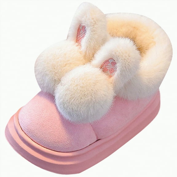 Gvdentm Slippers for Kids Girls Cute Slippers for Girls Boys Soft Fuzzy Slip-Ons House Shoes with Non-slip Sole, Lined Winter Shoes(Pink,3)