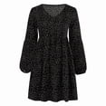 thumbnail image 4 of Katigan Womens Tunic Dress Long Sleeve V Neck Casual Loose Flowy Swing Shift Dresses Black Polka Dots XXXL, 4 of 8