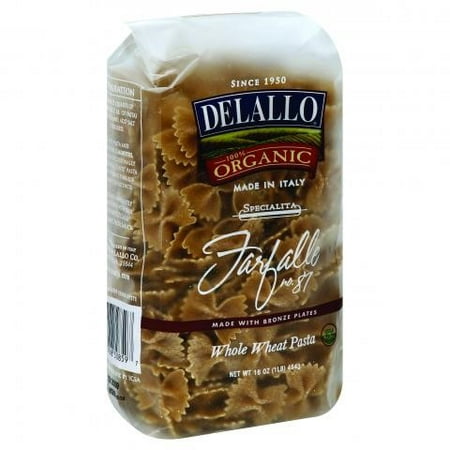 (4 Pack) Delallo Organic Whole Wheat Farfalle, 16