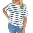 thumbnail image 2 of Odbmxy Womens Plus Size T Shirts Short Sleeve Summer Womens Tops Plus Size Loose Soft Workout Vacation Casual Striped Tops,Blue XL, 2 of 6