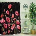 thumbnail image 2 of Shower Curtain, Watercolors Red Flowers Leaves on Black Waterproof Shower Curtain Set with Hooks for Bathroom Showers,Stalls and Bathtubs,36x72In Retro Floral, 2 of 9