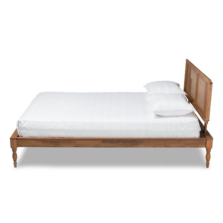 Baxton Studio Romy Vintage French Inspired Ash Wanut Finished Wood and Synthetic Rattan Queen Size Platform Bed Baxton Studio Romy Vintage French Inspired Ash Wanut Finished Wood and Synthetic Rattan Queen Size Platform Bed