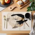 thumbnail image 2 of Beige Black Abstract Art Placemats Set of 12 Geometric Contemporary Luxury Place Mats Indoor Wipeable Table Mats Washable Cloth Dining Table Placemats for Kitchen Holiday Party Home Decor 13x19 Inch, 2 of 9