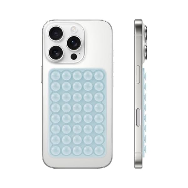 wonima44 Silicone Suction Phone Case Mount, Non Slip Suction Cup Phone Mount, Phone Accessories Holder for Selfies and Videos, Silicon Adhesive Phone Stand Sticky for Cell Phone Light Blue
