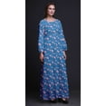 thumbnail image 2 of Bimba Polyester Georgette Leaves & Ranunculus Floral Print Womenâ€™s Long Elastic Waist Casual Summer MaxiÂ&nbsp;Dress-XX-Large, 2 of 5