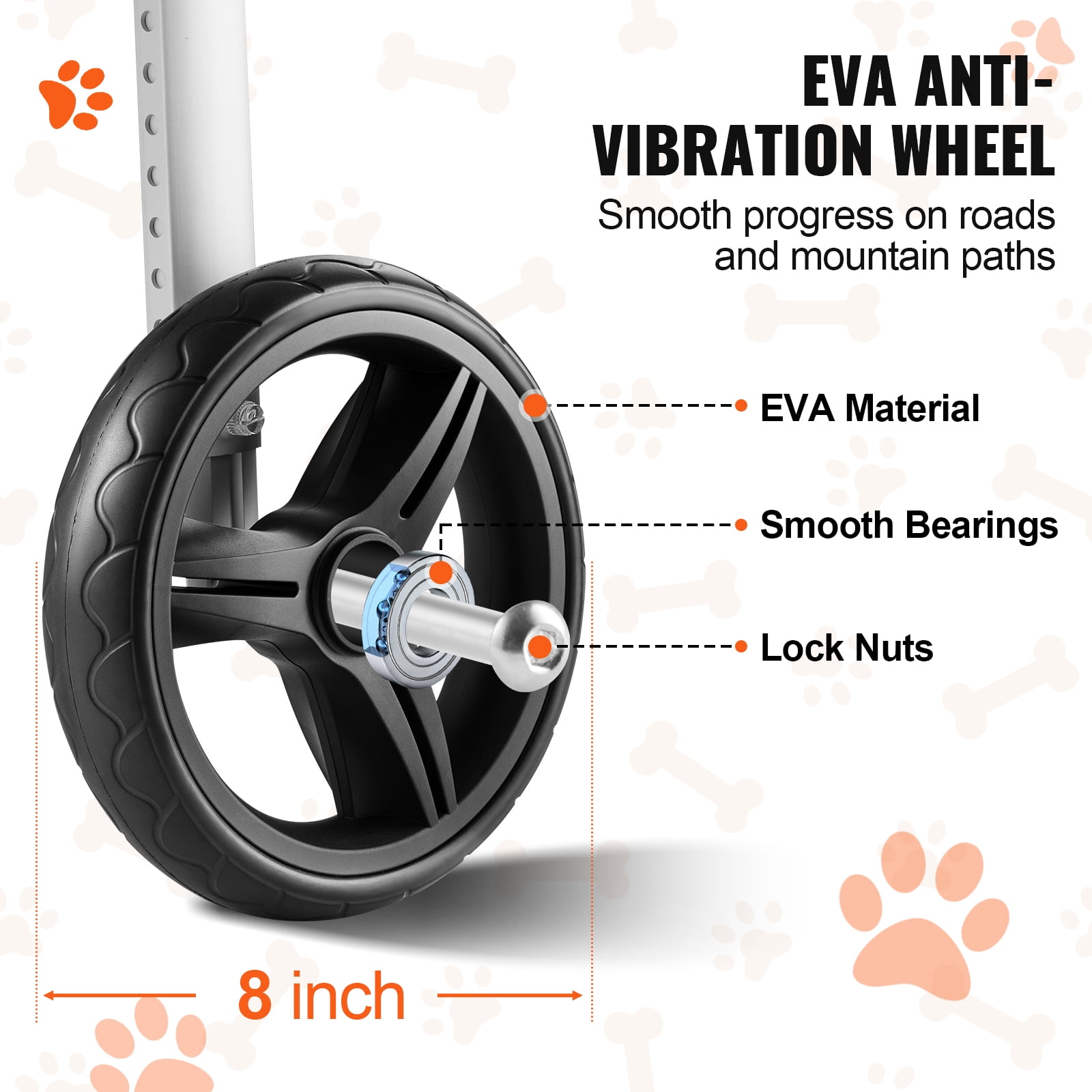 KFFKFF Pet Mobility Cart for Rear Legs, Lightweight & Customizable Support for Rehabilitating, Injured or Paralyzed Pets, Hind Leg Support Wheelchair for Dogs (L)