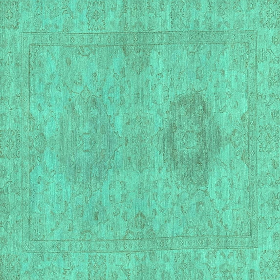 Ahgly Company Machine Washable Indoor Square Abstract Turquoise Blue Modern Area Rugs, 5' Square