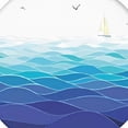 thumbnail image 6 of HAOXIT Aqua Round Fitted Tablecloth,Graphic Ocean Waves Sailboat Print Elastic Edged Polyester Table Pad, Fits Round Table, for Dining Banquet,Navy Blue Aqua White 38"-42, 6 of 8
