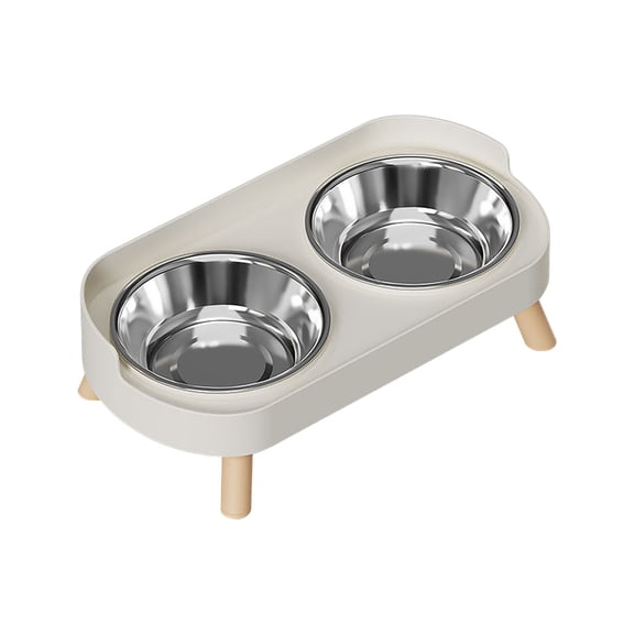 304 Stainless Steel Elevated Cat Bowls&DOD Bowls,Raised Cat Food and Water Bowl Set, Non-Slip, Anti Vomiting 15°Tilted Cat Small Animal Plate
