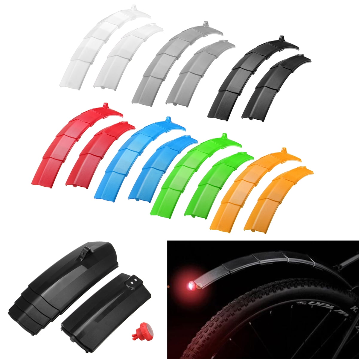 2 Pcs Bicycle Mudguards Mountain Road Bike Mudguard Front Rear MTB Mud Guard Wings for Bicycle Accessories Color : Black 