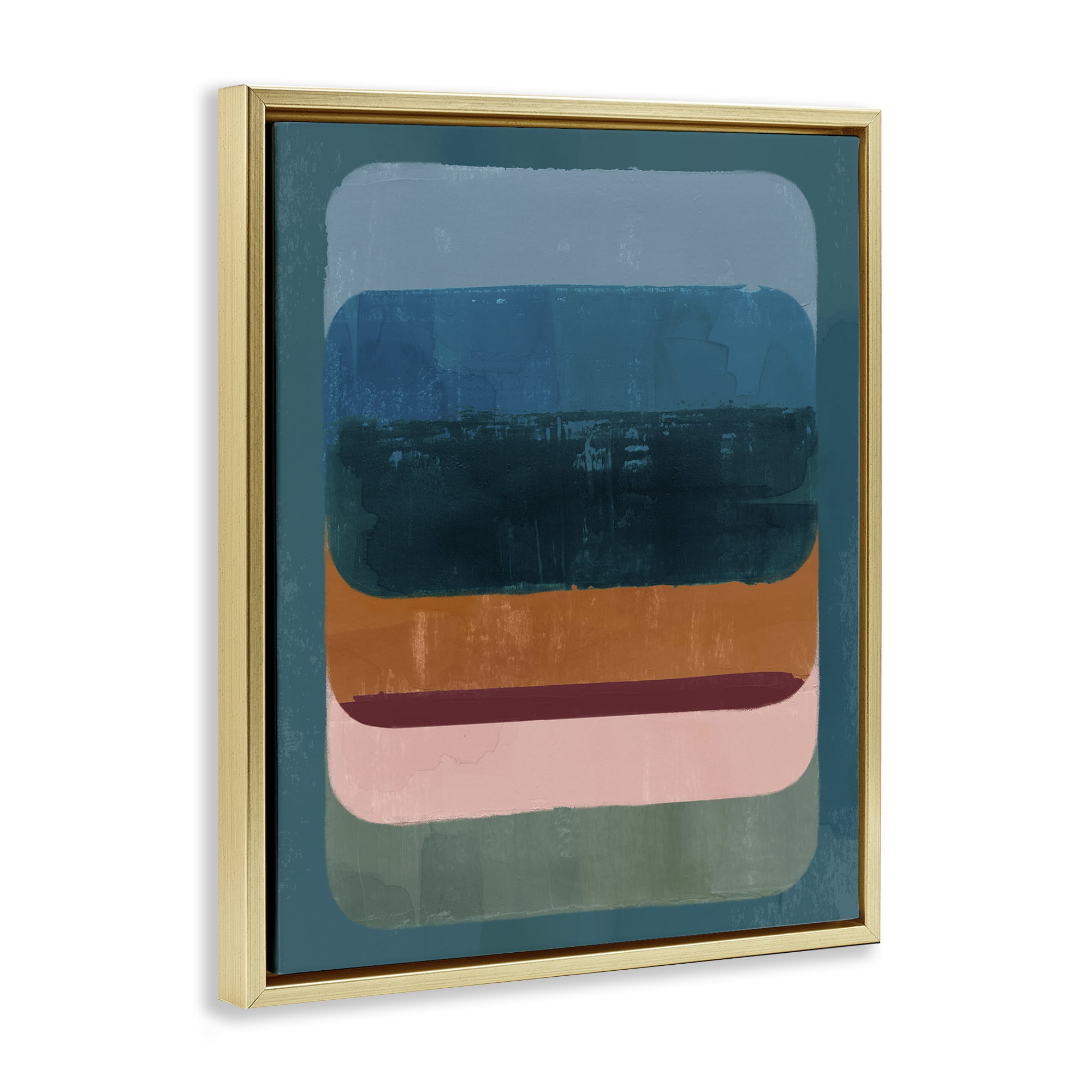 Stupell Industries Southwestern Inspired Pattern Abstract Painting Gold Floater Framed Canvas Art Print Wall Art, 17 x 21