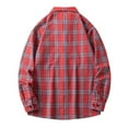 thumbnail image 4 of Men's Shirts 2025 Fall Winter Long Sleeve Retro Plaid Shirt Jacket Button Down Loose Casual Men Shirts Red XXL, 4 of 4