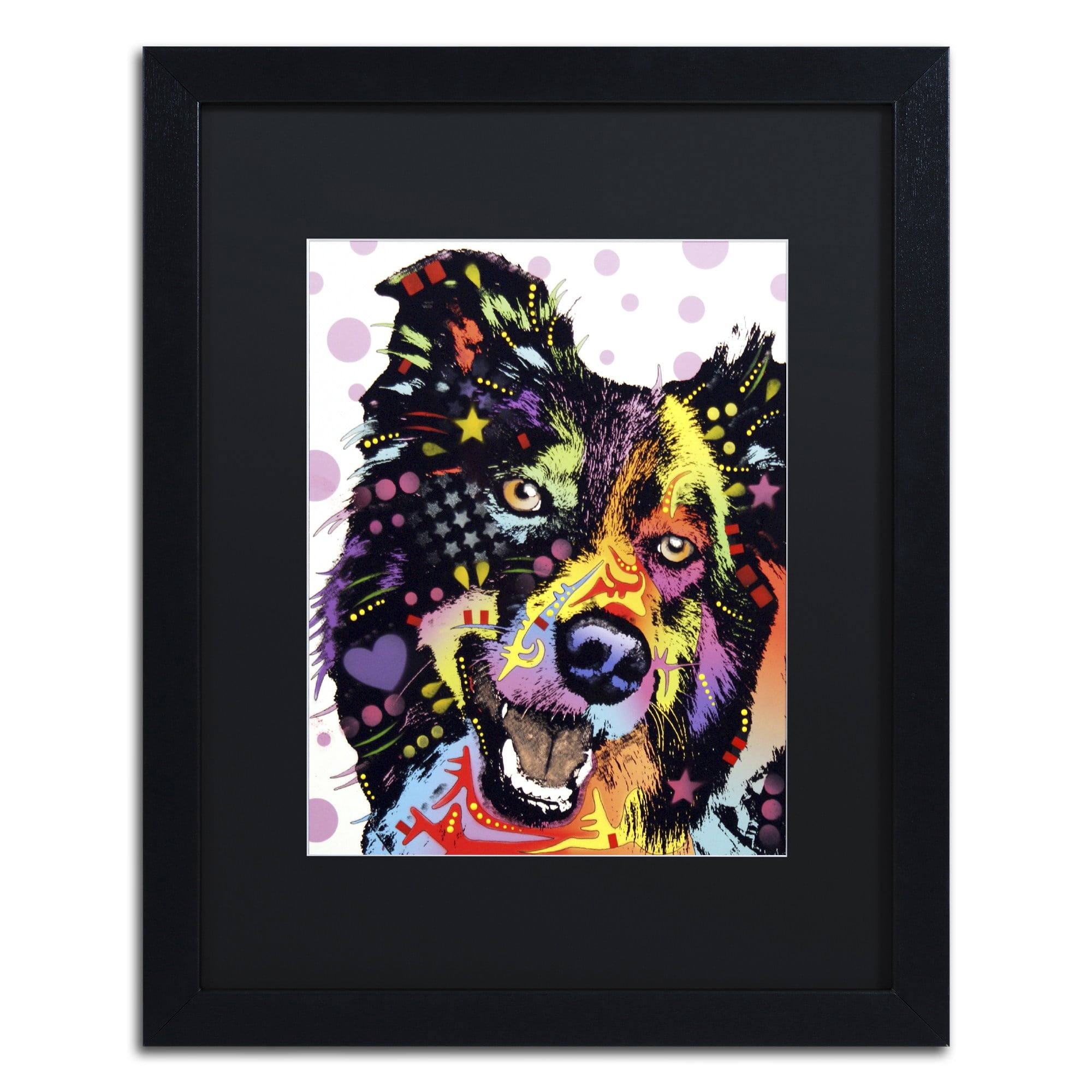 Trademark Fine Art "Border Collie" Canvas Art by Dean Russo, Black Matte, Black Frame