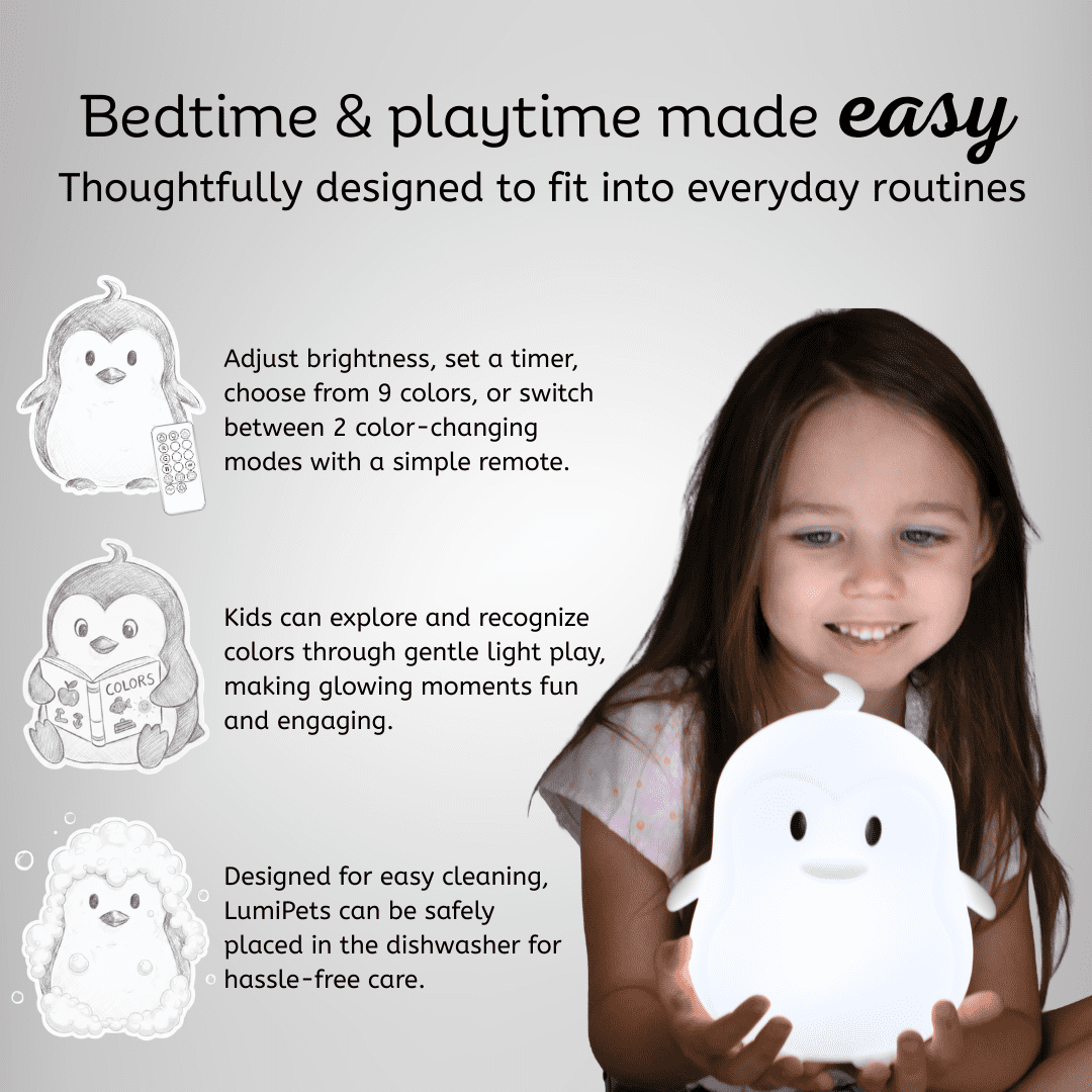 LumiPets By Lumieworld Nursery Nightlight: Penguin-Shaped Baby Nightlight - Rechargeable