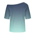 thumbnail image 6 of Women's Off Shoulder Slanted Neck Short Sleeve Top Shirts Blouses, Loose Fit Printed Casual Daily Wear Vacation Beach Party Outfits, Fashion Essential Gift for Women | CSEONE,Navy XL, 6 of 9