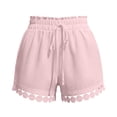 thumbnail image 7 of ClodeEU Women's High Waist Ruffle Hem Shorts,Cute Summer Casual Beach Pants with Pockets Pink,Women's Plus S, 7 of 7