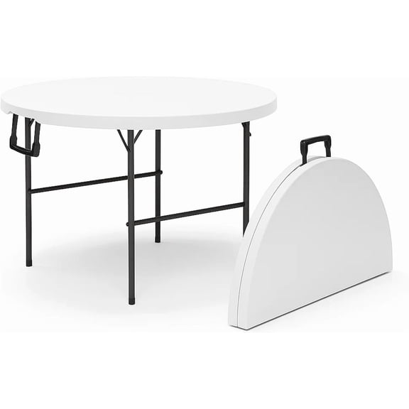 QISHENSHUI 3.5 Feet Circular Round Foldable Table with Built in Handle & Steel Legs | Heavy Duty Portable | Perfect for Party, Dining, Wedding, Events, Picnic Indoor, Outdoor, Camping, Utility