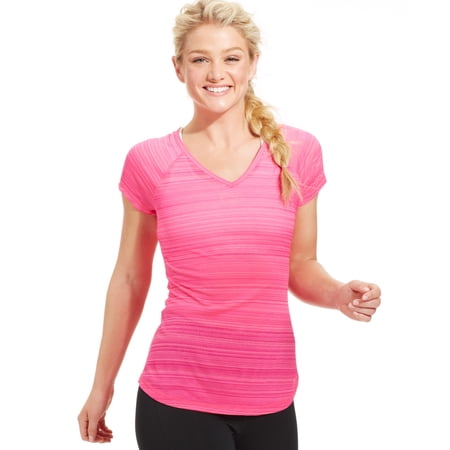 Ideology Women's V-Neck Burnout Athletic Shirt, Pink, XS