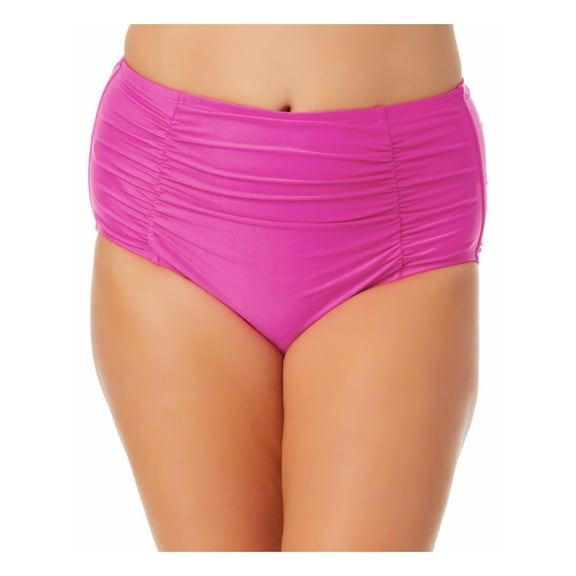 California Waves FUCHSIA SIZZLE Plus Size Shirred Swim Bottom, US 3X (22/24)