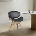 thumbnail image 3 of Cassie Mid-Century Dining Chair in Walnut Wood and Black Faux Leather, 3 of 8