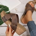 thumbnail image 5 of Xfvqtps Corkys Sandals for Women Slide Sandals Cross Straps Peep Toe Summer Flatform Sandals Brown, 5 of 9