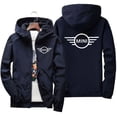 thumbnail image 5 of Chaqueta Bomber con capucha y cremallera para hombre, último estampado de patrón Mini Cooper, cortavientos informal Xipper, coche de moda, primavera y otoño, 5 of 5