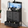 thumbnail image 4 of Commode Intelligente avec 11 Tiroirs en Tissu, Station de Recharge Intégrée avec Chargeur Sans Fil et Éclairage DEL RVB, Armoire de Rangement Industrielle Anti-Basculement pour Chambre, Gris Foncé Blanc Noir Brun, 4 of 8
