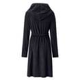 thumbnail image 4 of Arlun Women's Coral Hooded Sleepwear Robes Long Thick Nightgown with Pockets Comfy Soft over the Knee Length Bathrobes Fashion Solid Color Simple Stylish Loungewear Black One Size, 4 of 6