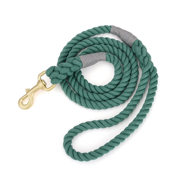 Cotten Dog Rope Leash, 150cm Thick Strong Rope Lead for Small Medium Large Breed Dogs (Dark Green)