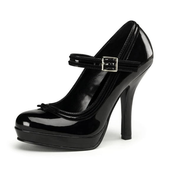 YDN Women Classic Platform Round Closed Toe Pumps Single Buckle Strap Spool High Heel Mary Jane Office Formal Wear Dressy Shoes Size 7 Black