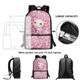 thumbnail image 6 of HUIACONG Pink Floral Axolotl Backpack for Daily School Use Multi Compartment Wear‑Resistant Large Capacity for Elementary Middle School Kids, 6 of 6
