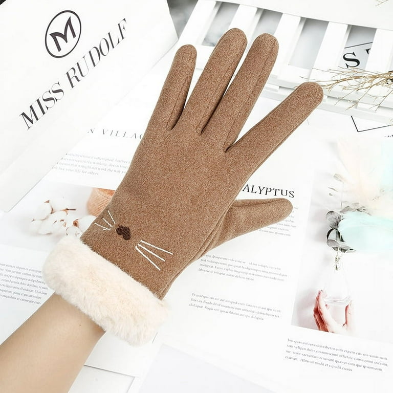 Winter Suede & newest Fur Women's Gloves