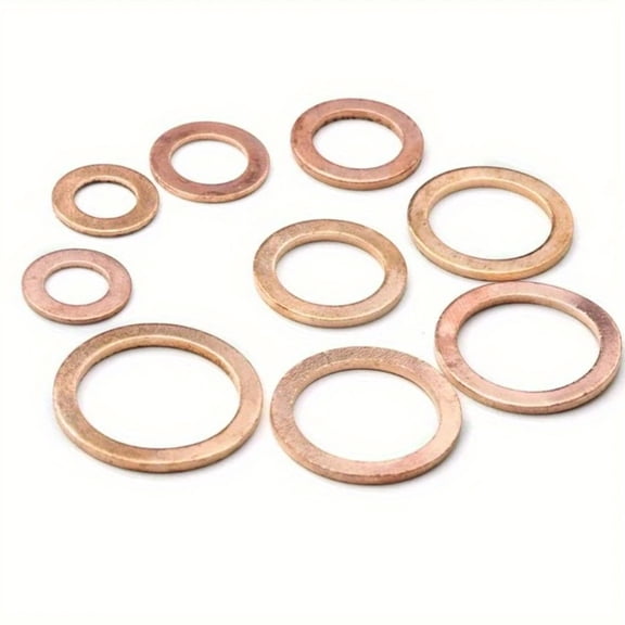 100 PCS Copper Crush Metric Washers Assortment Kit, Sealing Flat Ring Washer Gasket Seal Set, Oil Drain Plug Washers for Cars Trucks (Gold)