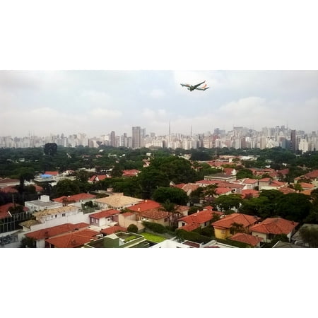 canvas print metropolis brazil plane vista s?o paulo landing stretched canvas 10 x