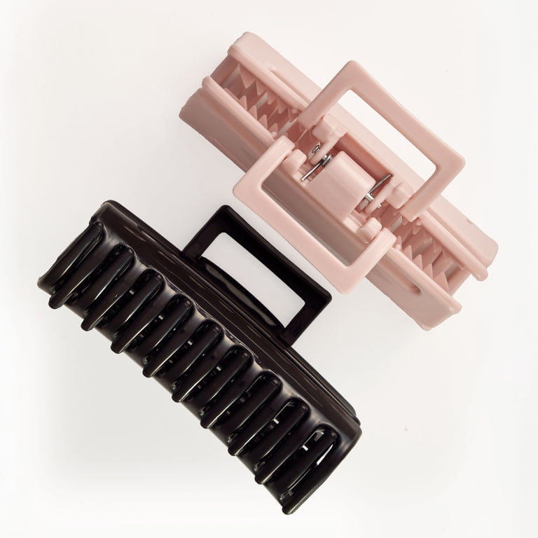 Goody ComfortFlex Flexible Claw Clips, Black & Pink, No-Slip Grip